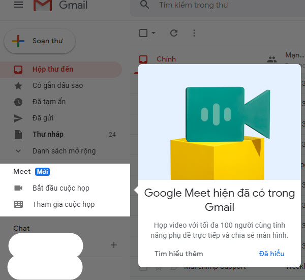 Tài khoản Gmail cá nhân được phép sử dụng Google Meet