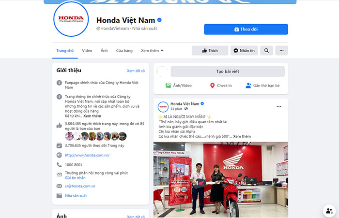 Fanpage của Honda Việt Nam
