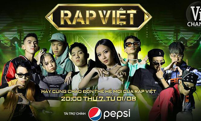 Poster của chương trình "Rap Việt" có logo nhà tài trợ chính Pepsi