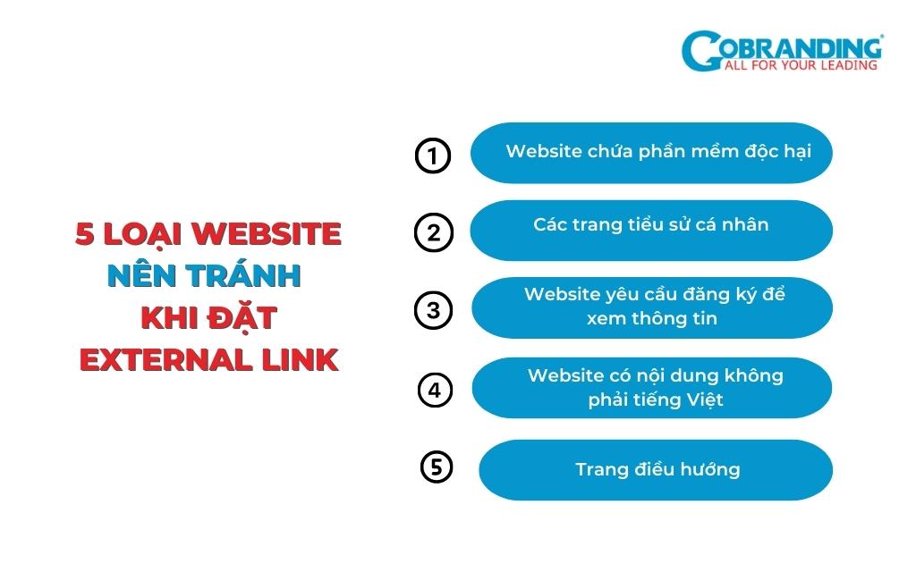 Đặt external link cần tránh những loại website nào?