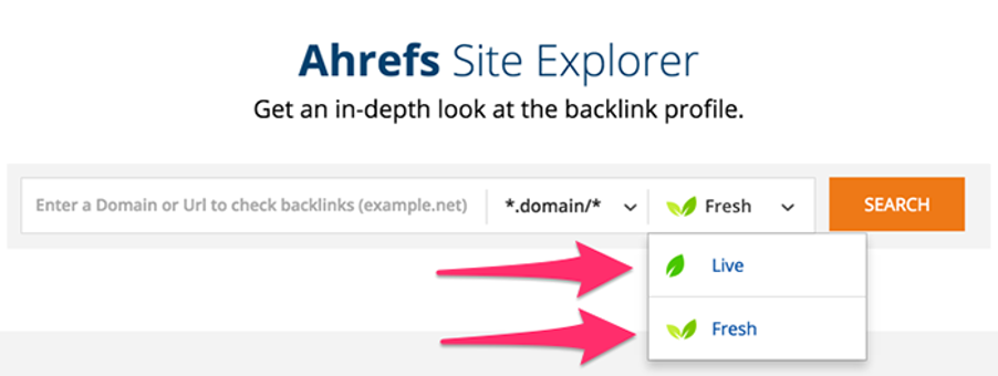 Giao diện Site Explorer trên Ahrefs, nơi người dùng có thể kiểm tra hồ sơ backlink của một website hoặc URL cụ thể