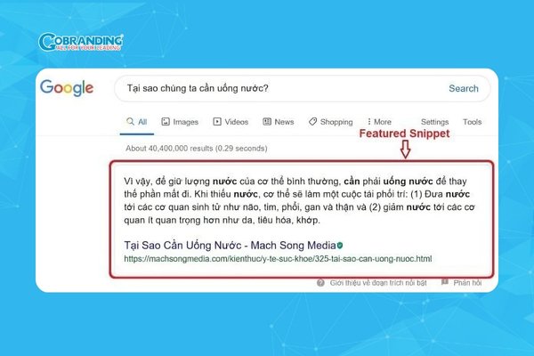 Featured Snippet là một đoạn văn bản ngắn được Google hiển thị ở vị trí đầu tiên 