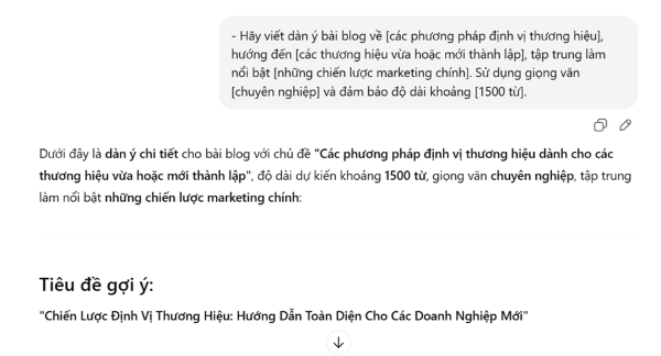 Sử dụng prompt chuẩn để xây dựng dàn ý blog về định vị thương hiệu cho doanh nghiệp mới nhanh chóng, rõ ràng và hiệu quả
